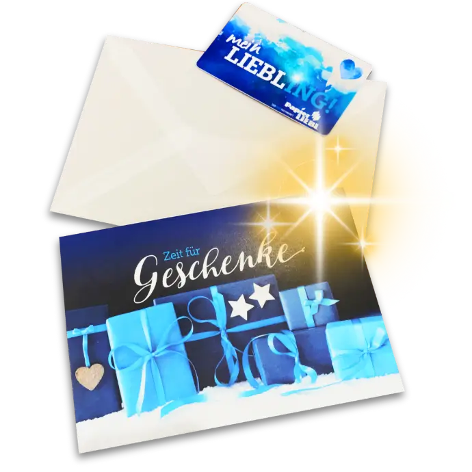 Gutschein mit Kuvert und Kundenkarte