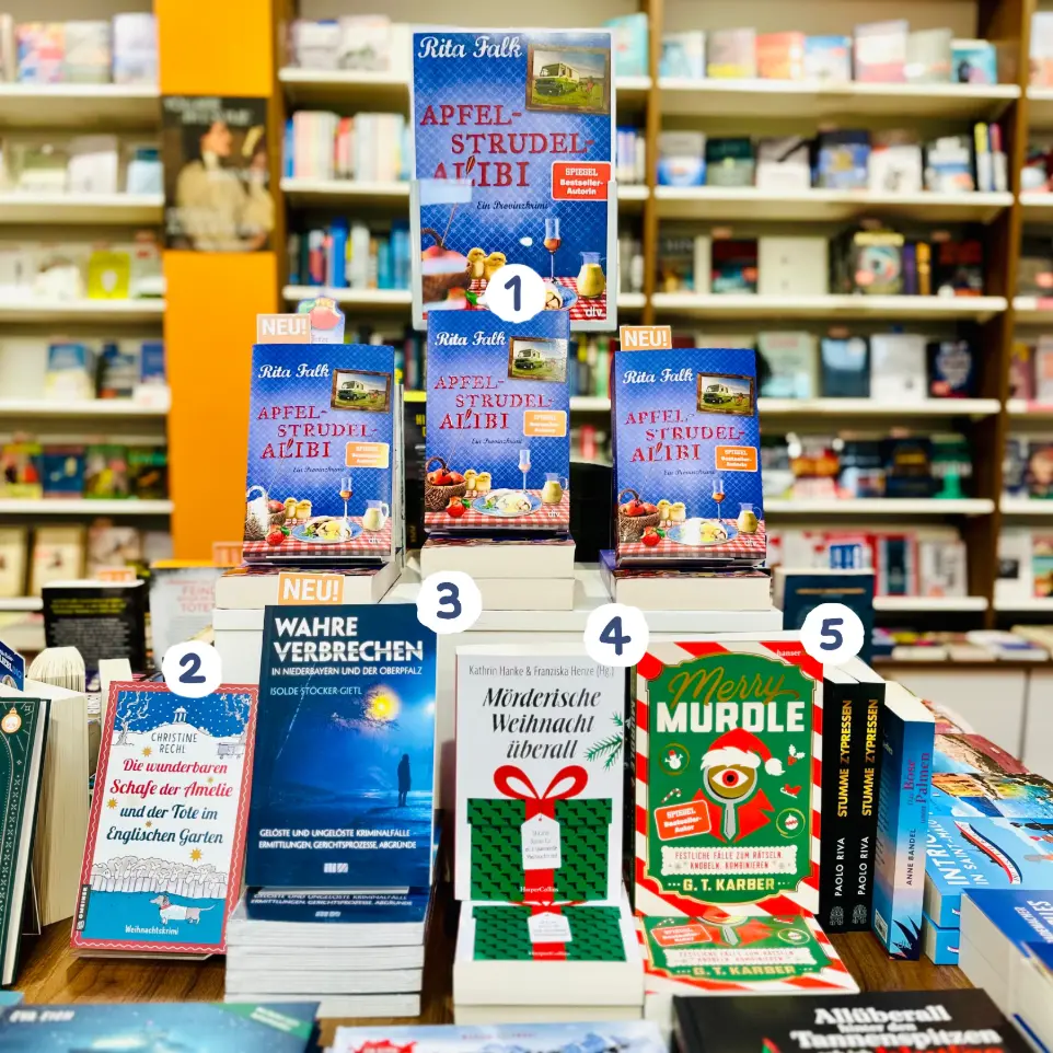 Präsentation mit diversenen Krimi-Büchern