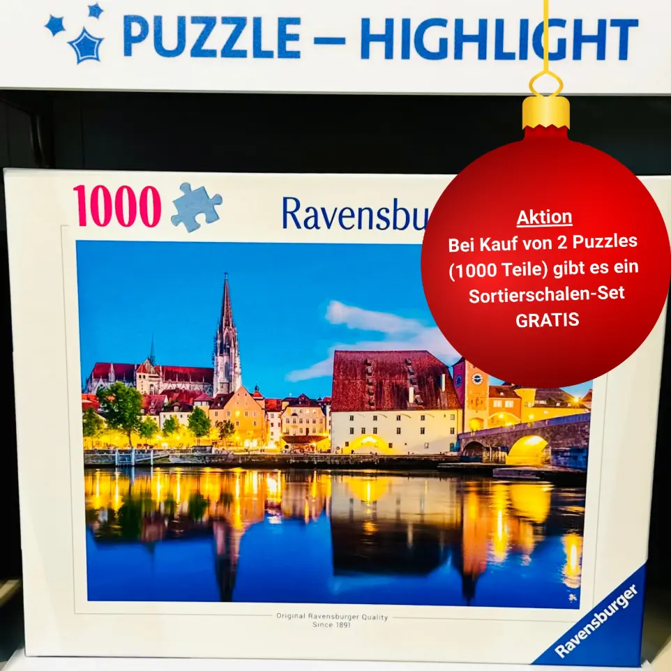 Puzzle mit Regensburg Motiv und Hinweis auf Aktion